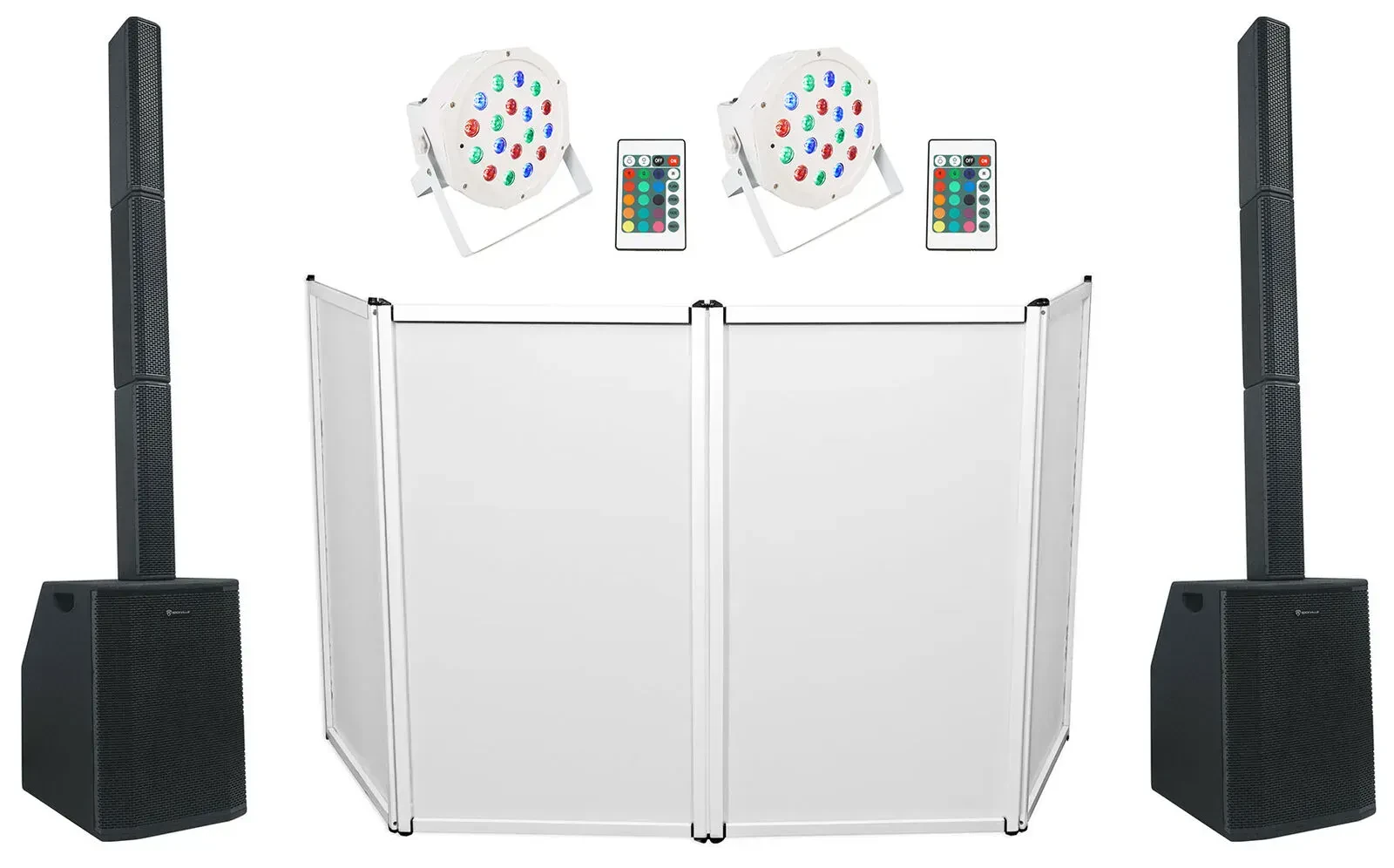 Портативная акустическая система Rockville Titan Array Black с аксессуарами и светодиодными приборами (пара)