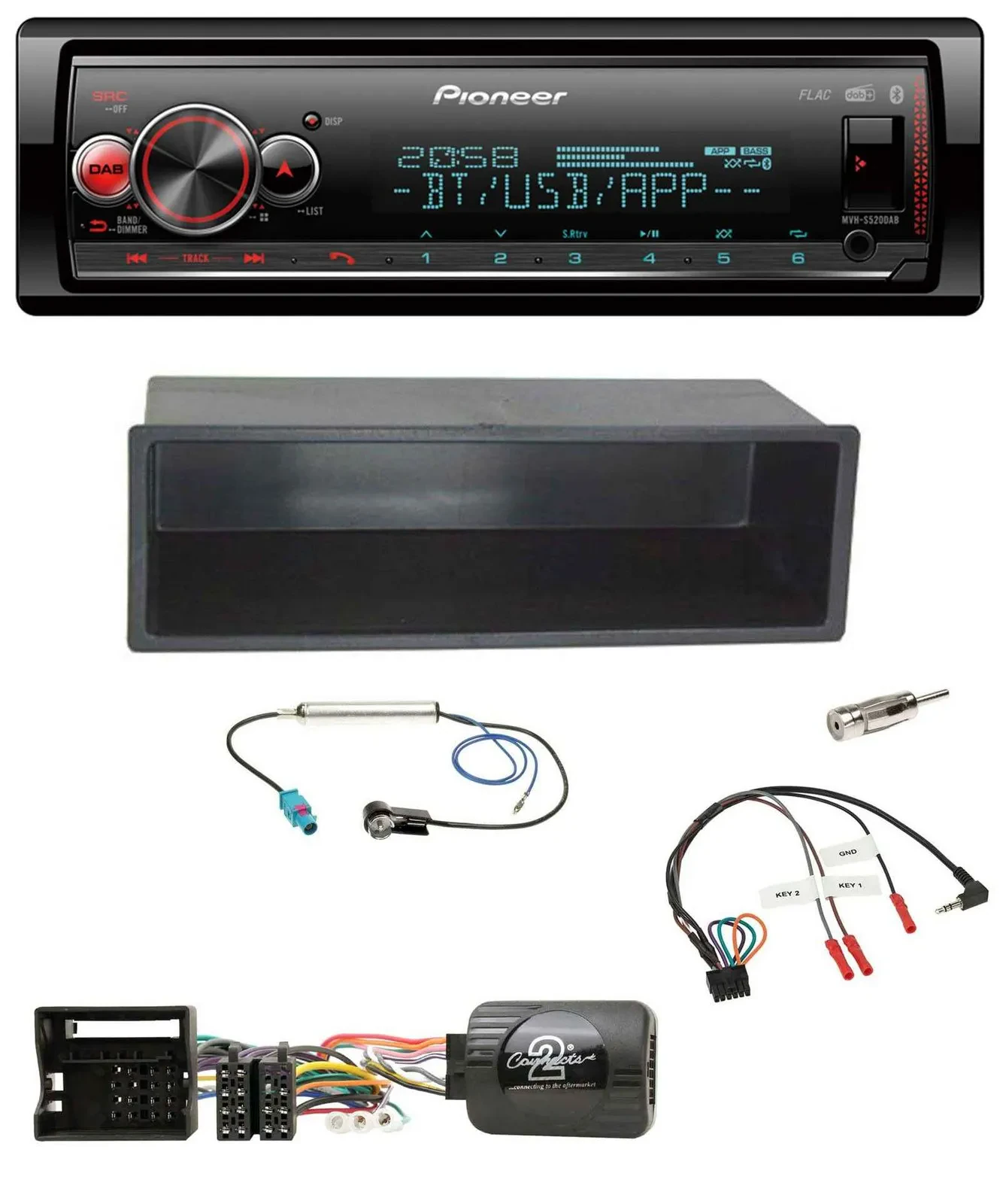Pioneer Bluetooth USB Lenkrad DAB Autoradio für VW Polo Passat Ablagefach