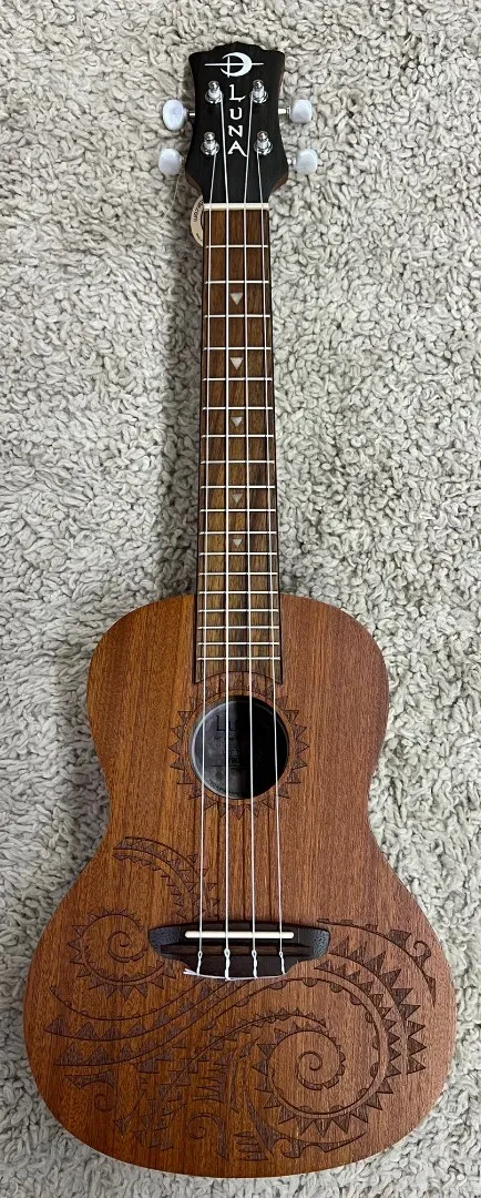 Luna Guitars Luna Model UKE TC MAH Tattoo Mahogany Concert Size Acoustic Ukulele with Gig Bag