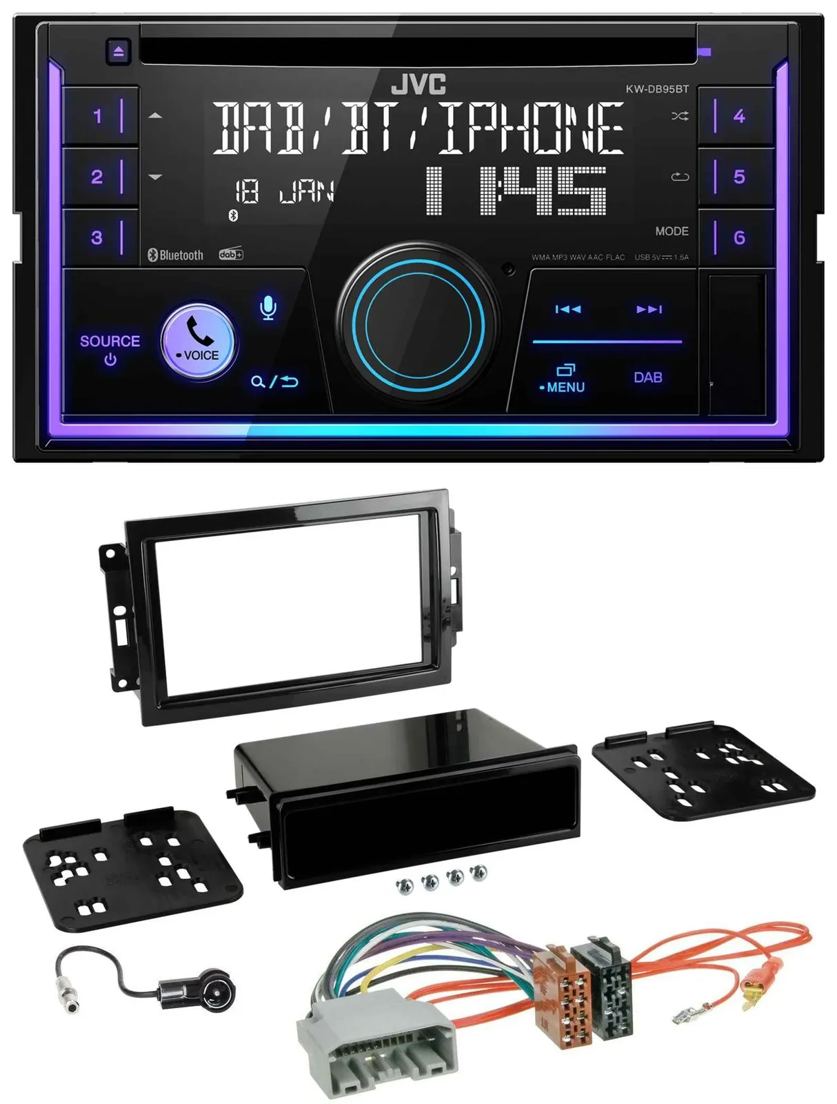 Автомагнитола JVC 2-DIN CD MP3 USB DAB Bluetooth для Chrysler 300C, Dodge Caliber, Jeep