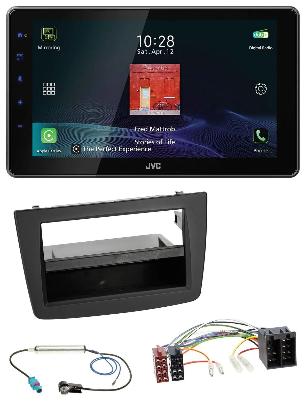JVC DAB MP3 Bluetooth USB Autoradio für Alfa Romeo Mito 955 08-14 ISO schwarz