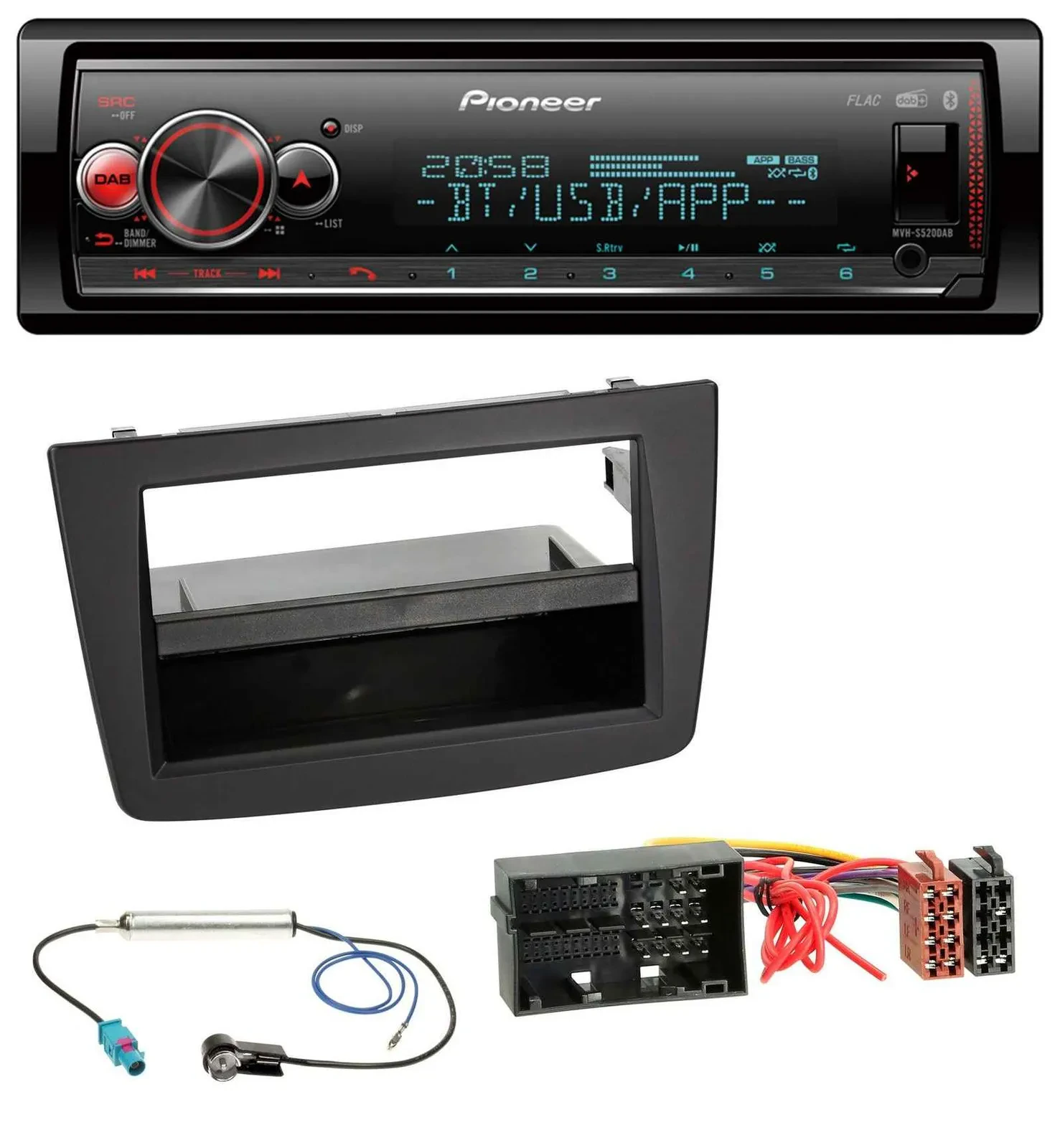 Pioneer Bluetooth USB MP3 DAB Autoradio für Alfa Romeo Mito 955 ab 14 schwarz
