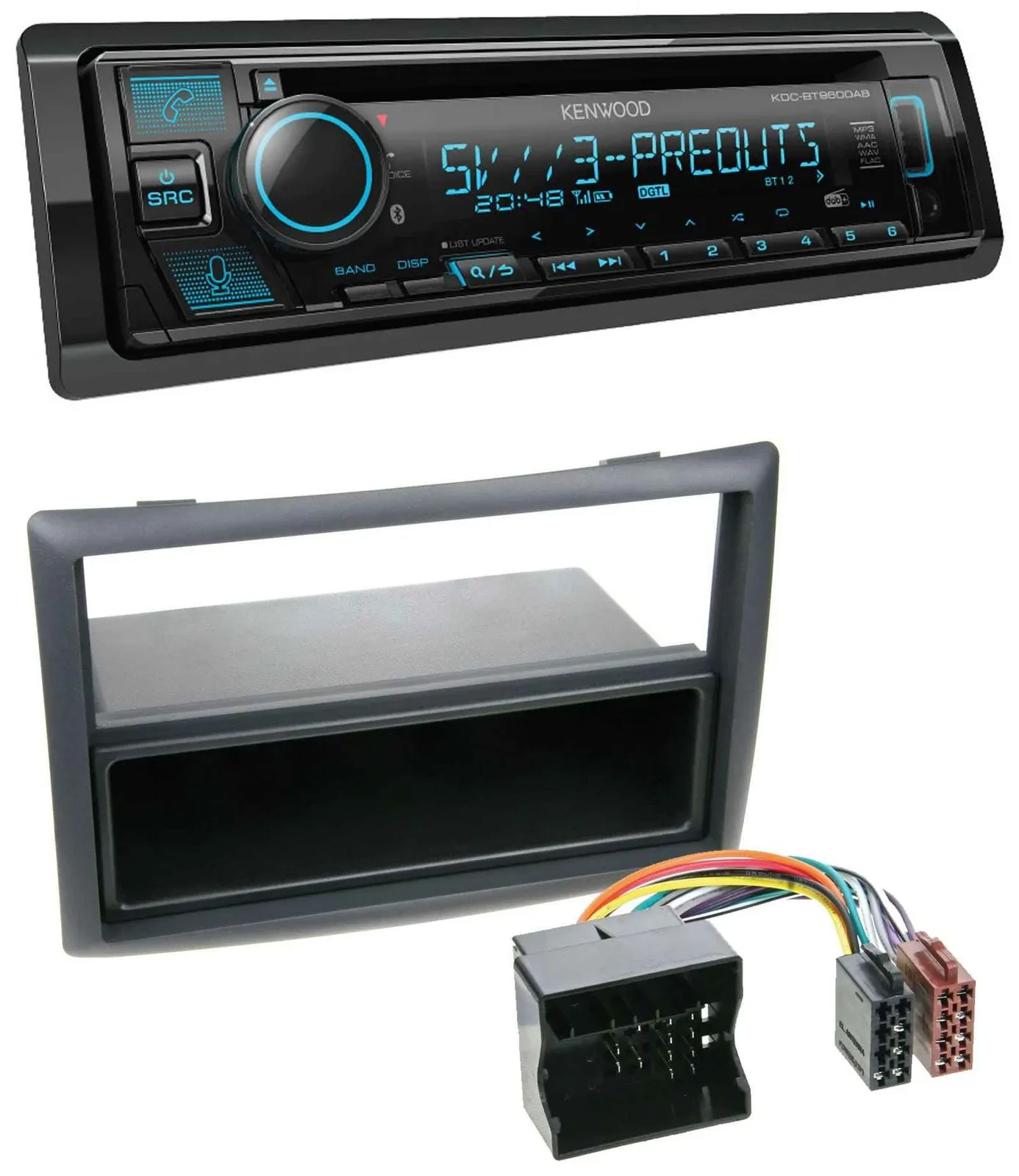Автомагнитола Kenwood Bluetooth, USB, CD, MP3, DAB для Renault Megane (2009–2010)