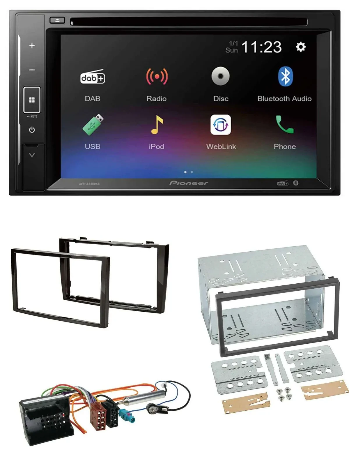 Автомагнитола для Peugeot 308 (2007–2009) Pioneer 2-DIN Bluetooth MP3 USB DAB DVD черная