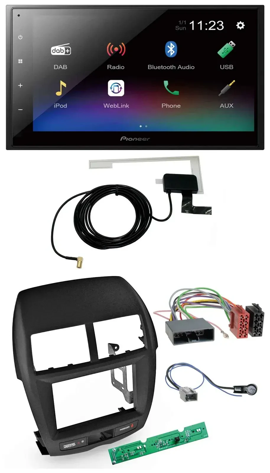 Автомагнитола для Mitsubishi ASX 2010–2014 Pioneer 2-DIN, DAB, Bluetooth, USB, MP3