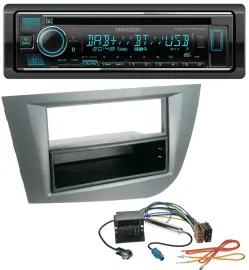Kenwood MP3 Bluetooth DAB USB CD Autoradio für Seat Leon ab 05 dunkelgrau metall