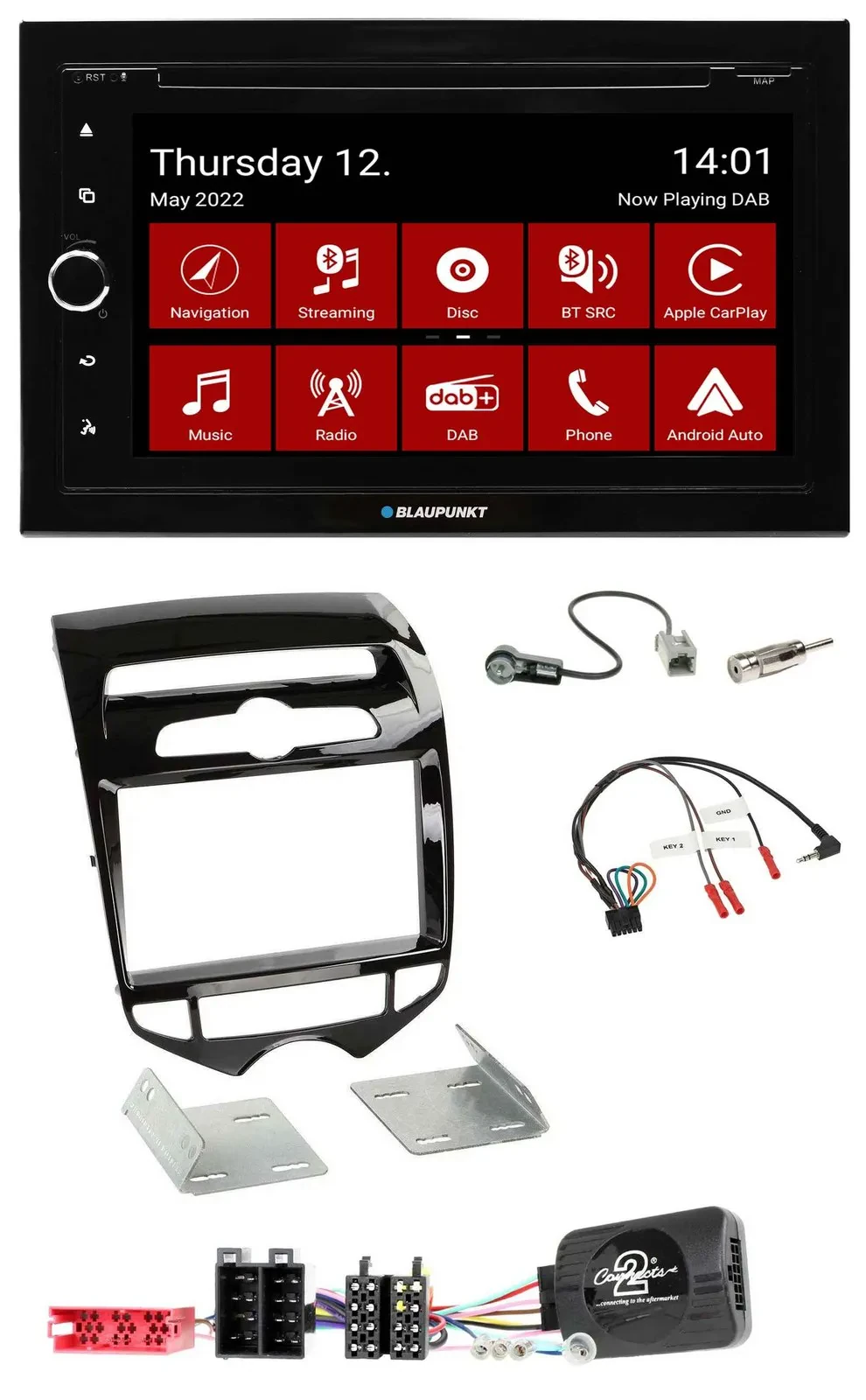 Blaupunkt 2DIN Lenkrad Bluetooth USB TMC DAB Navigation für Hyundai ix20 ab 10 a