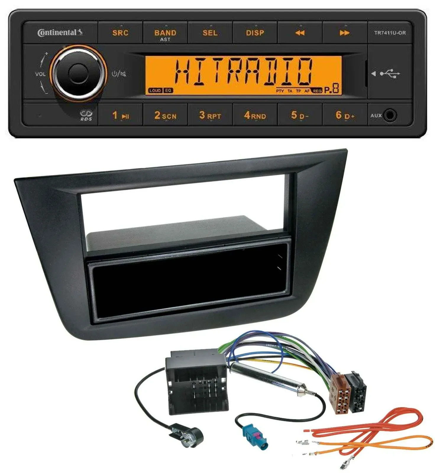 Автомагнитола для Seat Toledo/Altea Continental 1-DIN USB AUX MP3 черная