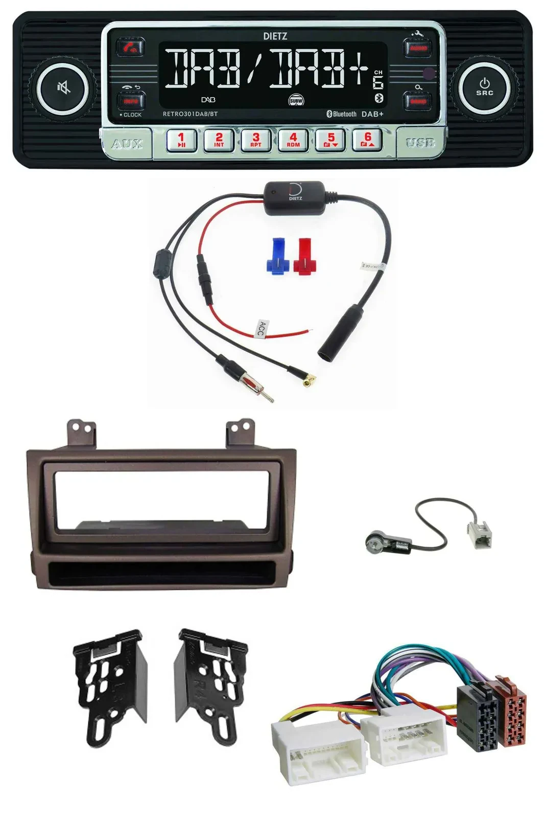 Dietz MP3 DAB Bluetooth USB Autoradio für Hyundai Sonata ab 09 dunkelbraun metal