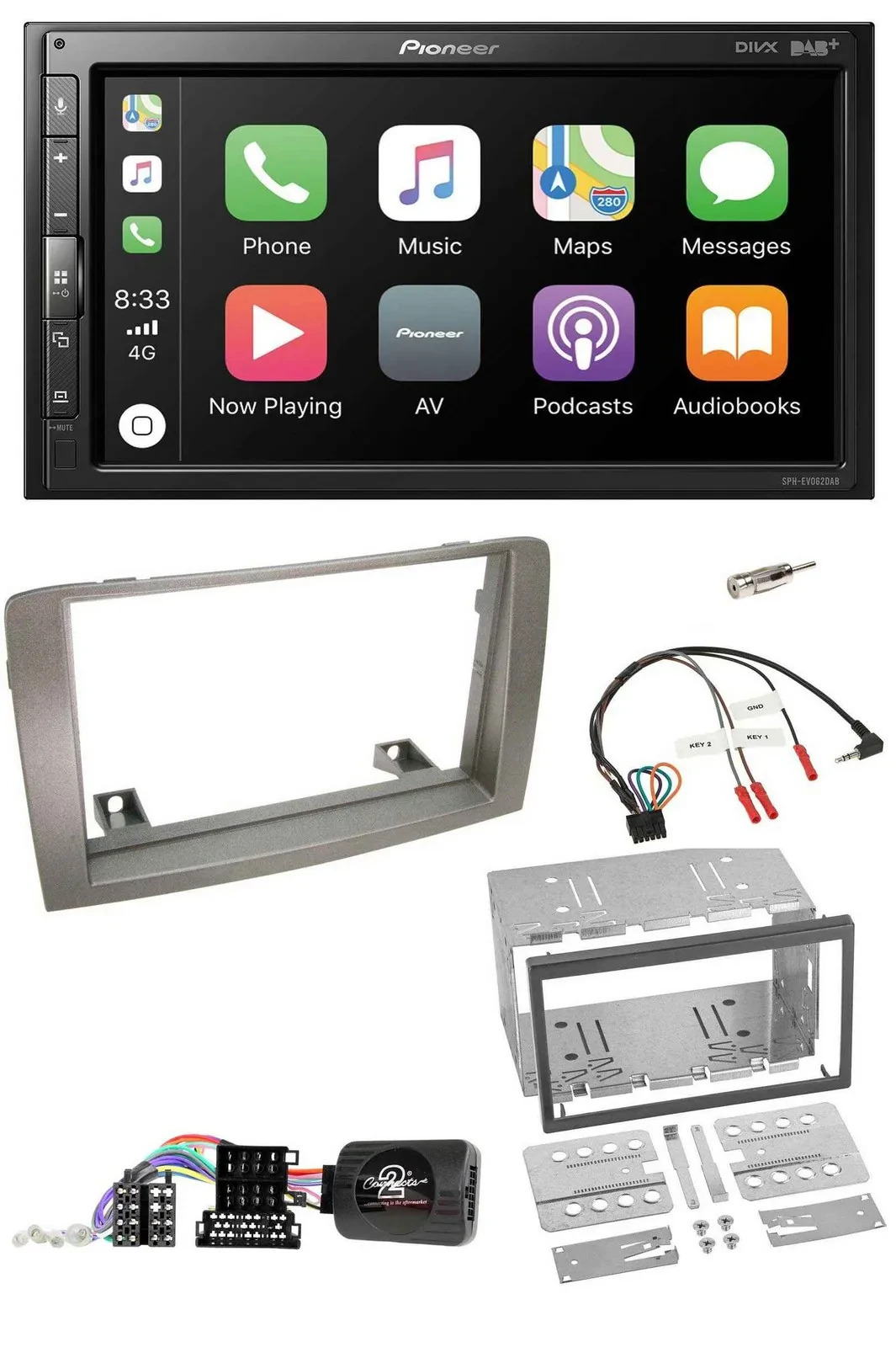 Pioneer USB Lenkrad DAB 2DIN Bluetooth Autoradio für Lancia Musa 2004-2012
