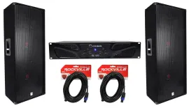 Crown Pro XLi1500 900w 2 Ch DJ/PA Power Amplifier+Dual 15” 3-Way 8-Ohm Speakers