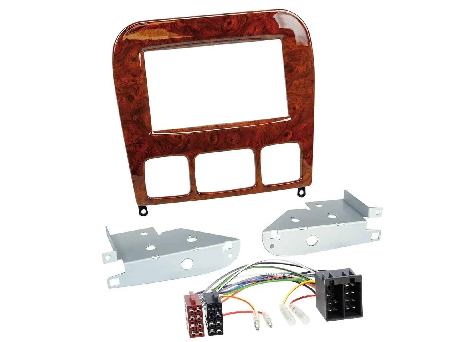 Radioeinbauset Doppel DIN Autoradio für Mercedes S-Klasse 98-05 Holzoptik