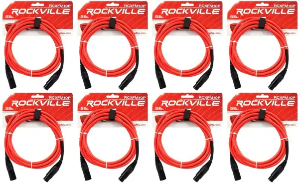 Микрофонный кабель Rockville RCXFM10P-R Red 3 м (8 штук)