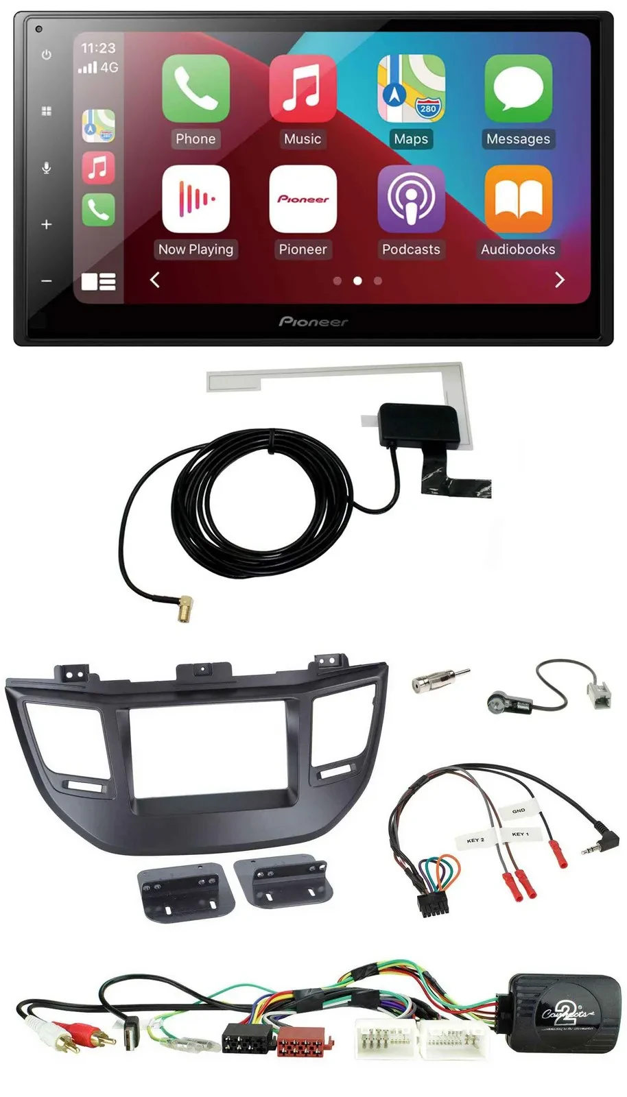 Автомагнитола для Hyundai Tucson 2015–2020 Pioneer 2DIN USB, Bluetooth, DAB, черный