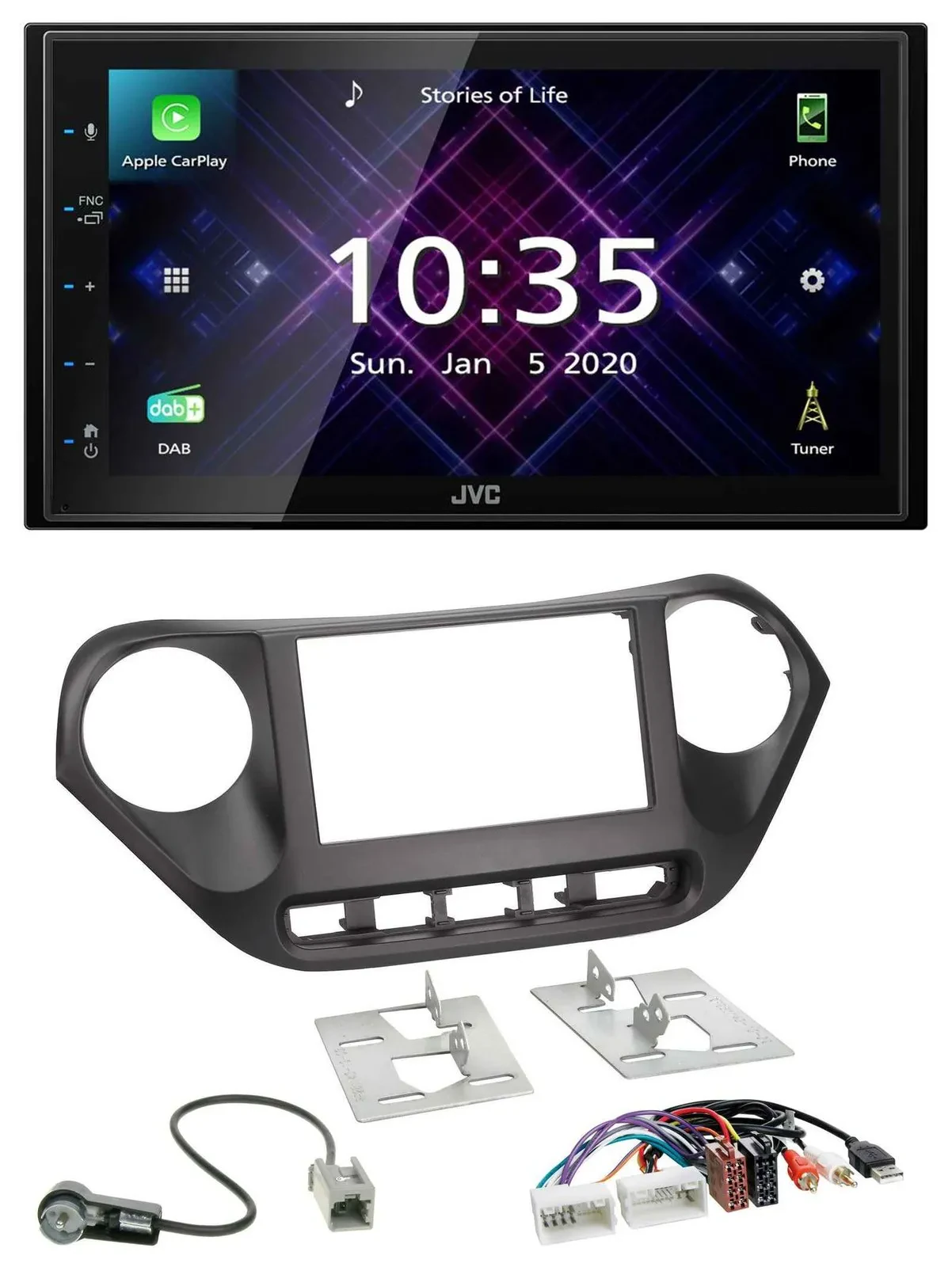 JVC DAB 2DIN MP3 Bluetooth USB Autoradio für Hyundai i10 ab 2013 AUX USB