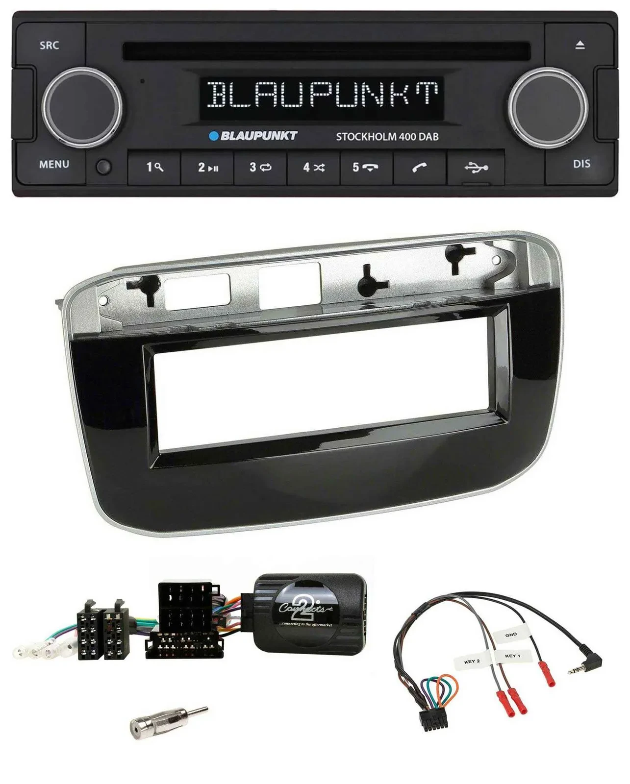 Blaupunkt Lenkrad Bluetooth DAB CD USB Autoradio für Fiat Punto Punto Evo ab 200
