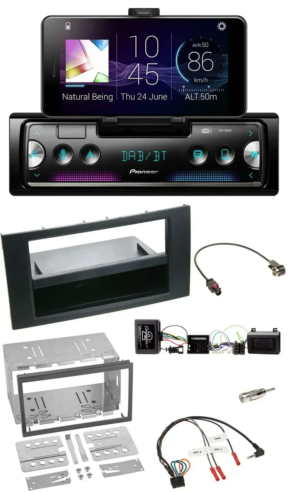 Pioneer USB Lenkrad Bluetooth DAB Autoradio für Ford Kuga 2008-2012 schwarz