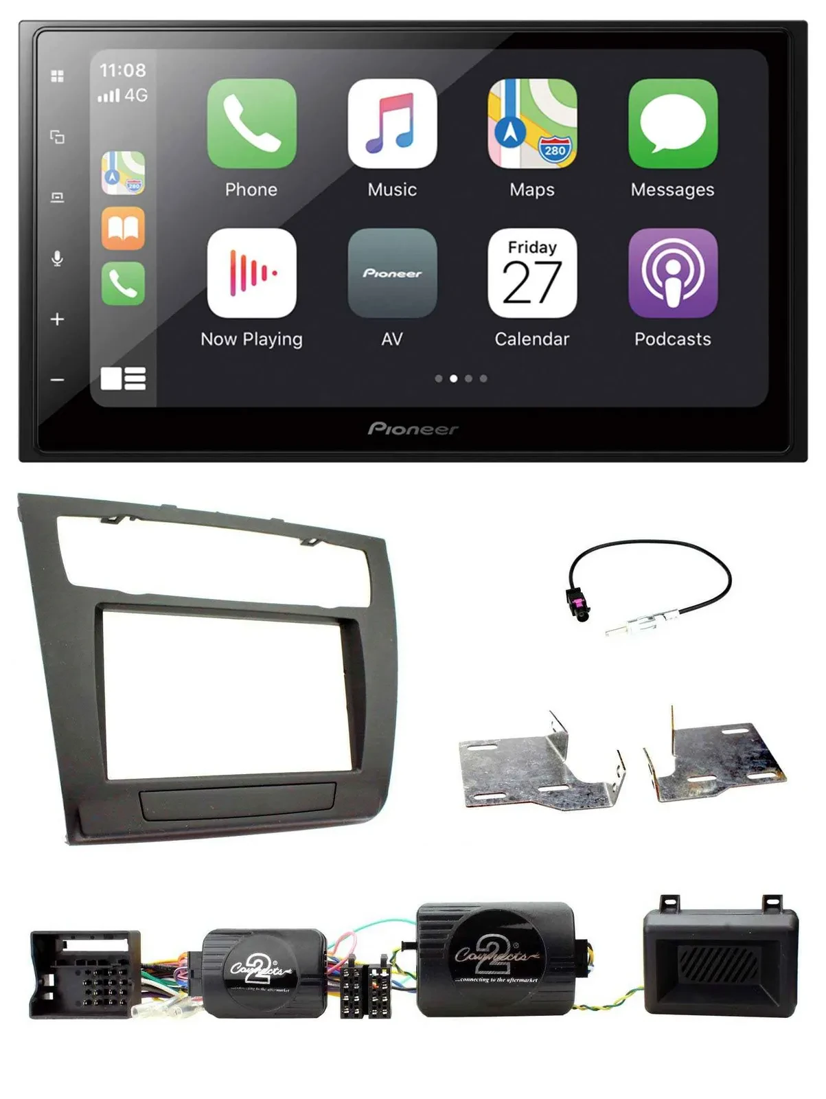 Pioneer Lenkrad Bluetooth DAB 2DIN USB Autoradio für BMW 1er PDC aut. Klima E87/