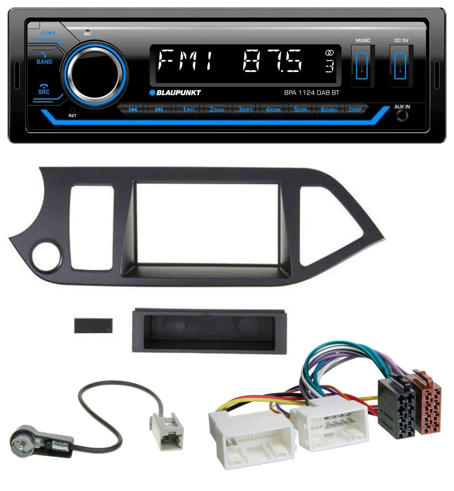 Автомагнитола для Kia Picanto (с 2011) Blaupunkt Bluetooth USB DAB MP3 Start-Stop