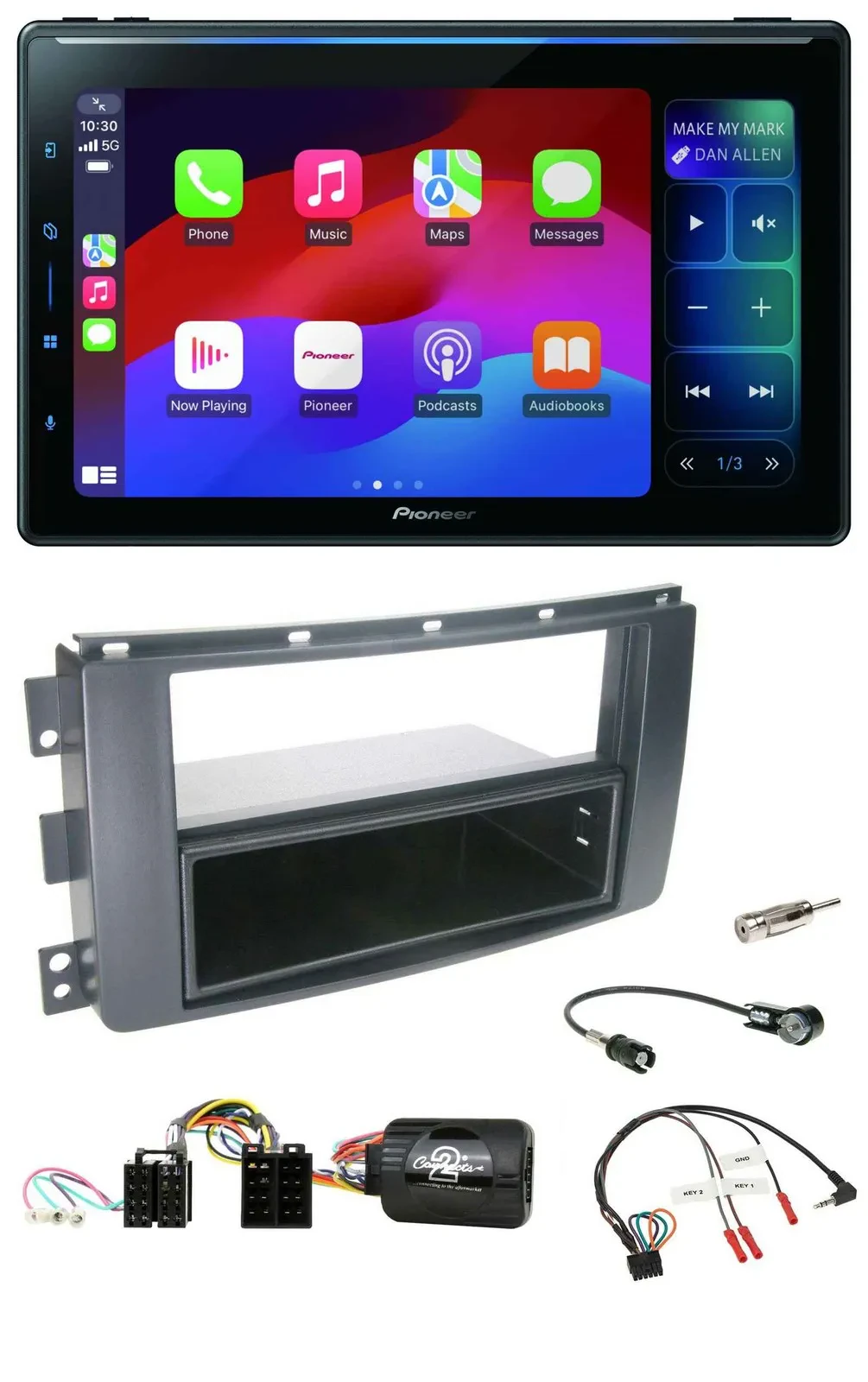 Автомагнитола Pioneer Bluetooth DAB USB для Smart ForFour 2004–2006, черная, поддержка управления с руля