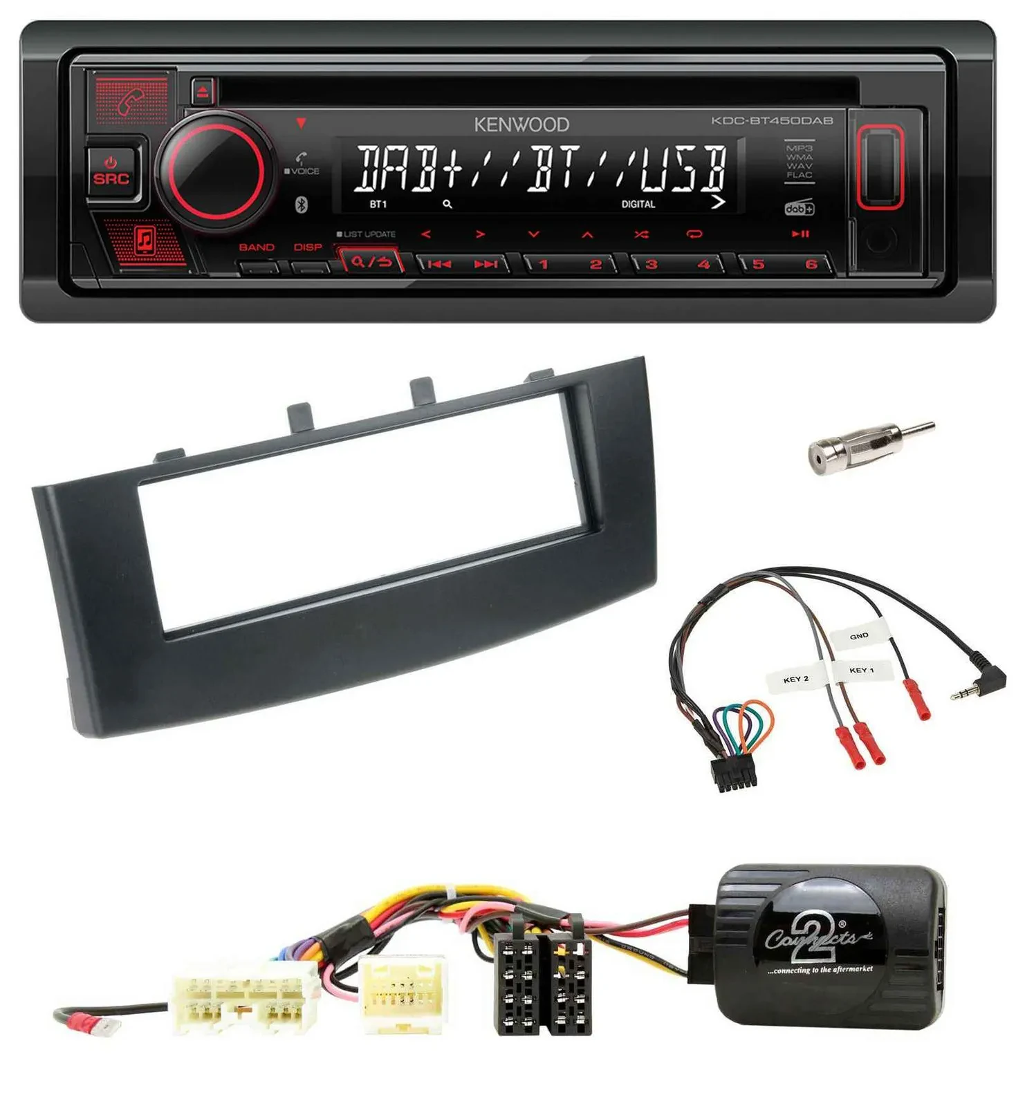 Kenwood Lenkrad CD USB Bluetooth DAB Autoradio für Mitsubishi Colt 2008-2012