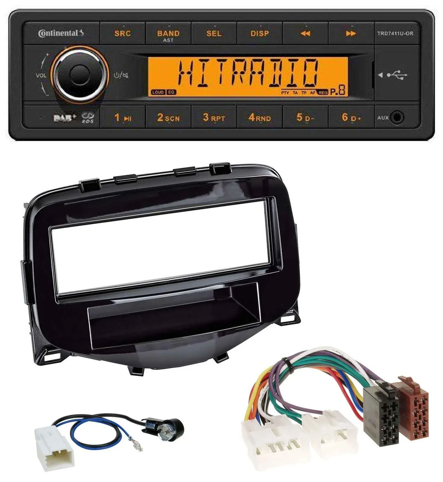 Continental 1DIN DAB MP3 AUX USB Autoradio für Toyota Aygo (2014-2021)