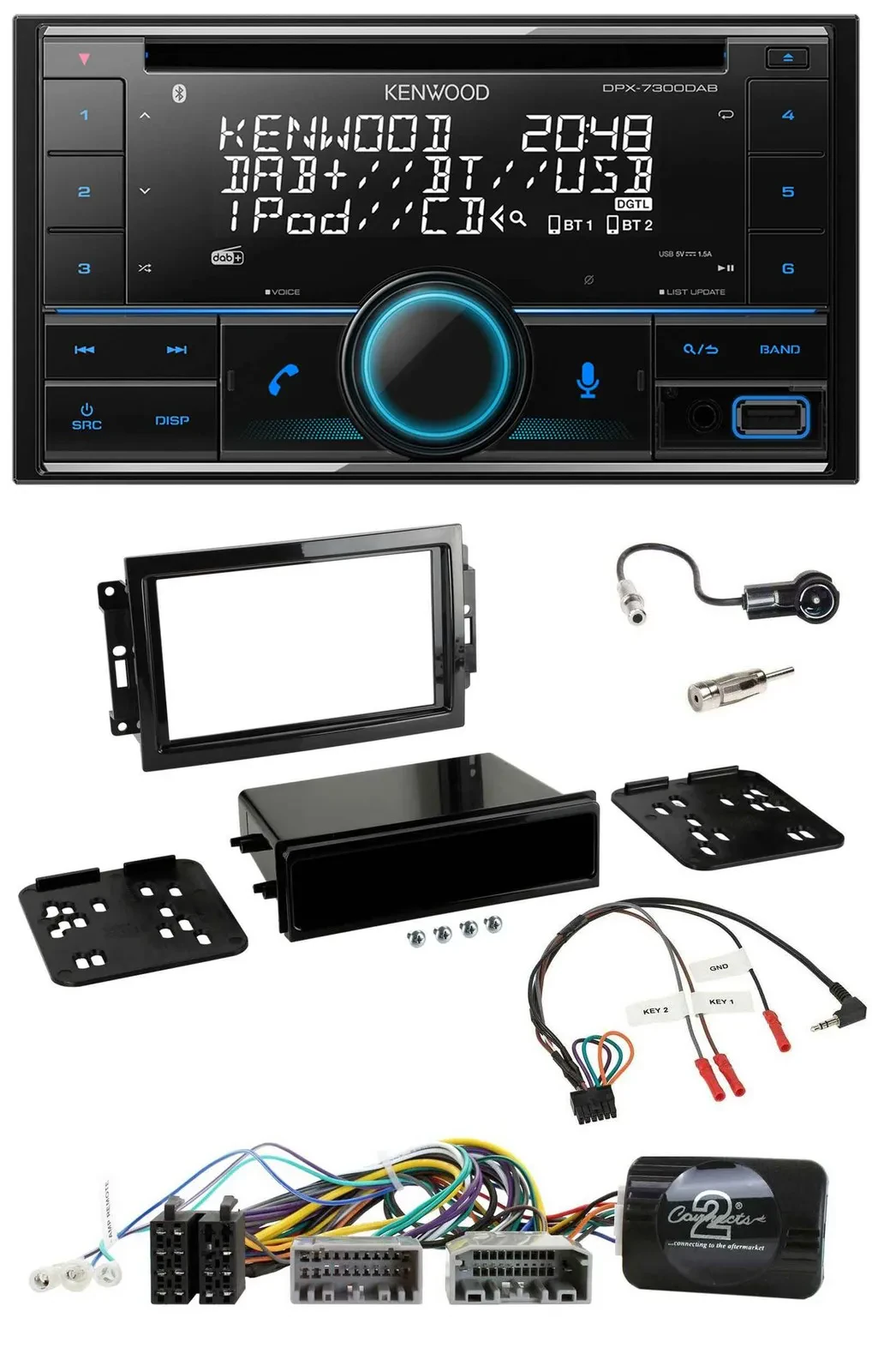 Kenwood CD 2DIN DAB USB Lenkrad Bluetooth Autoradio für Dodge Jeep