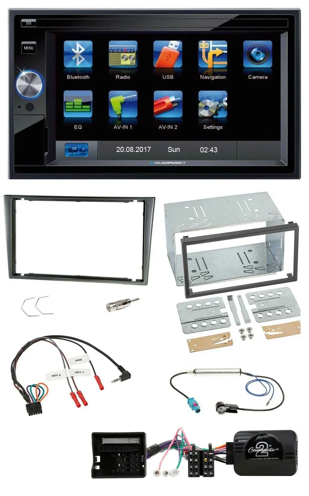 Blaupunkt 2DIN Bluetooth TMC USB Lenkrad SD Navigation für Opel Corsa C 2004-200