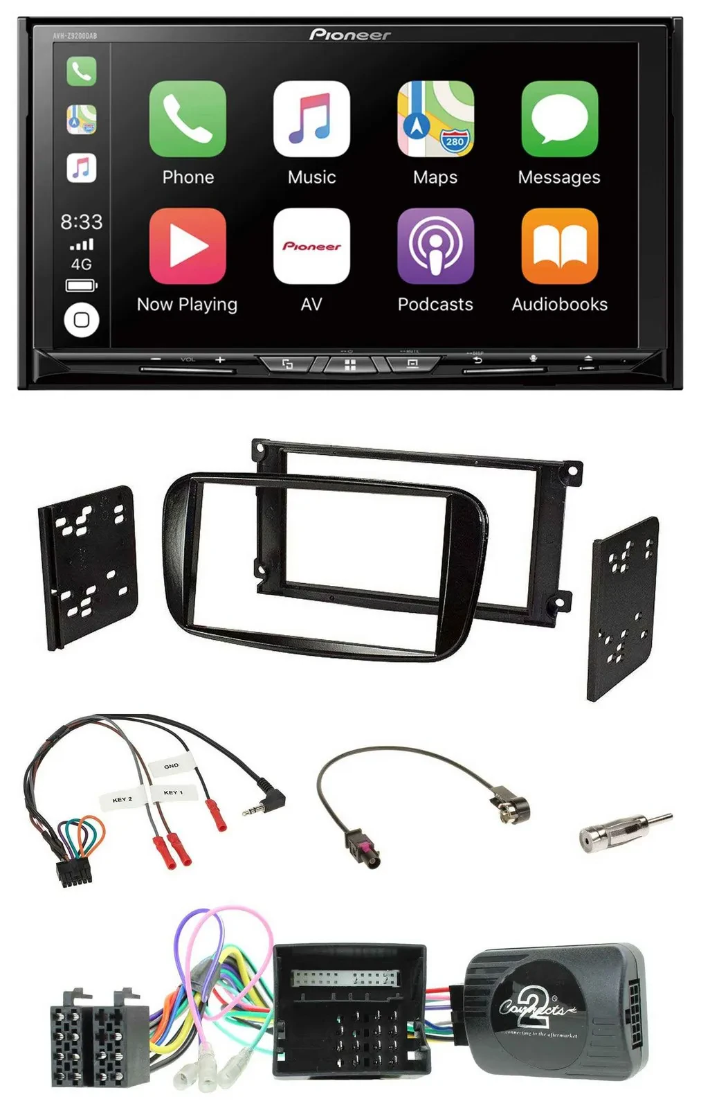 Pioneer 2DIN Lenkrad USB DAB DVD Bluetooth Autoradio für Ford Focus C-Max CAN-Bu
