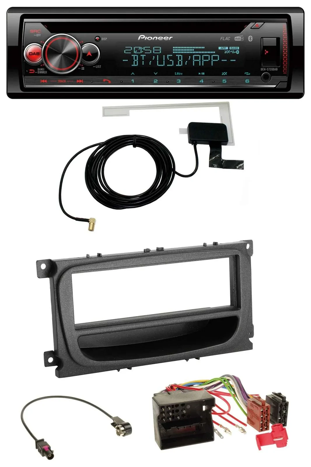 Автомагнитола Pioneer DAB CD MP3 USB Bluetooth для Ford Mondeo/S-Max (2007–2014) с карманом