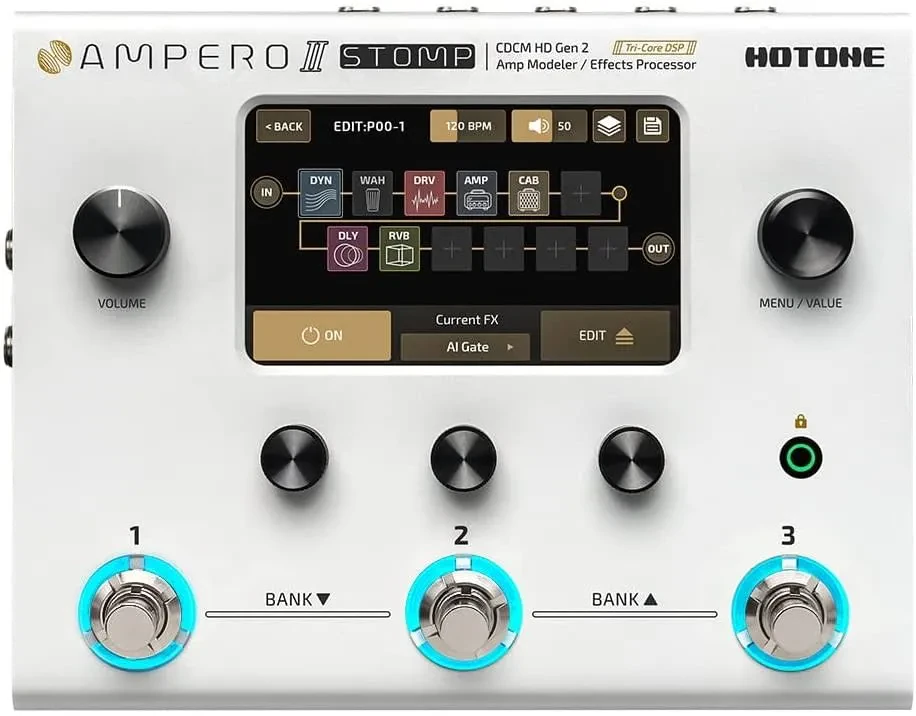 Hotone Ampero II Stomp Amp Modeler and Effects Processor w Power Supply