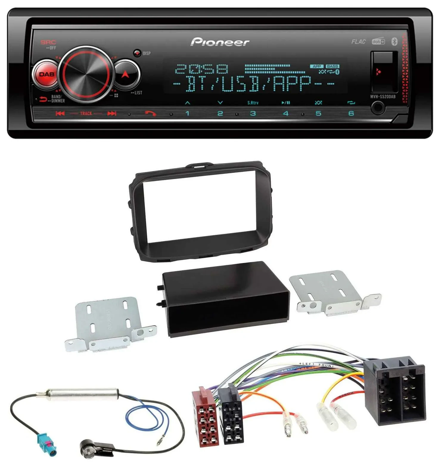 Автомагнитола Pioneer Bluetooth, USB, MP3, DAB для Alfa Romeo Giulietta (2013–2021), ISO