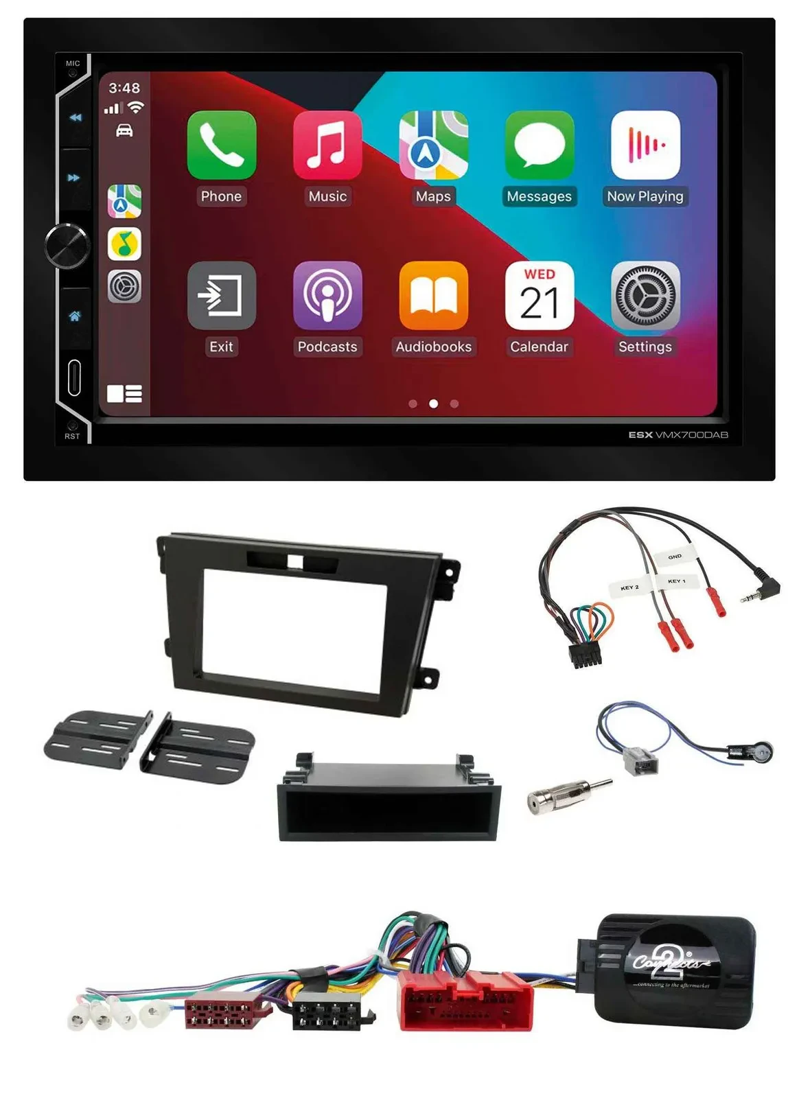 Автомагнитола для Mazda CX-7 ESX 2DIN DAB, USB, Bluetooth, управление с руля (2008–2010)