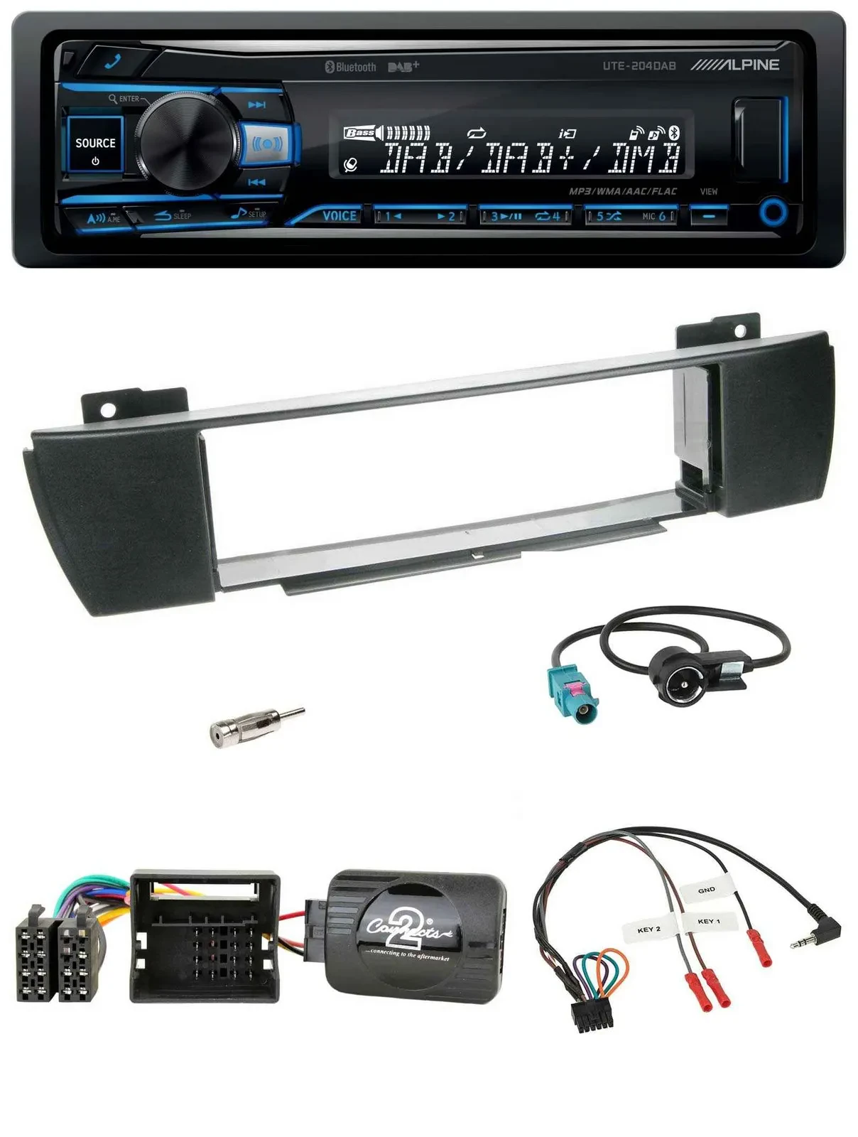 Alpine USB Bluetooth DAB Lenkrad Autoradio für BMW X3 E83 2004-2010 mittig