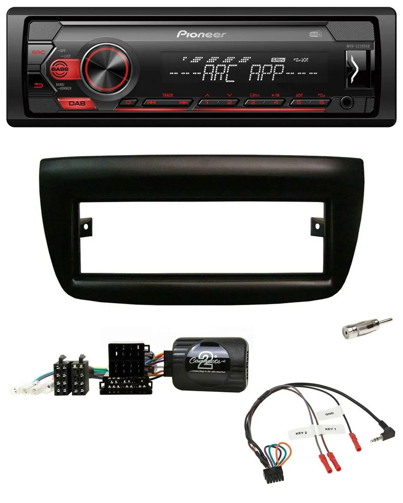 Pioneer DAB 1DIN MP3 Lenkrad USB Autoradio für Fiat Doblo 2012-2015 schwarz