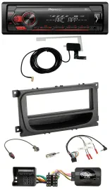 Автомагнитола Pioneer 1-DIN, USB, DAB, MP3, для Ford C‑Max/Galaxy/Focus (с 2007), поддержка управления с руля, черный