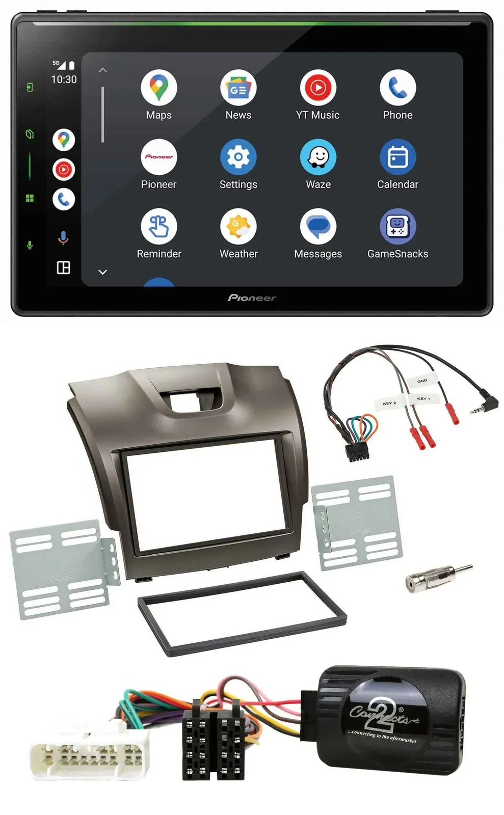 Pioneer 2DIN Lenkrad USB Bluetooth DAB Autoradio für Isuzu D-Max ab 2012 grau