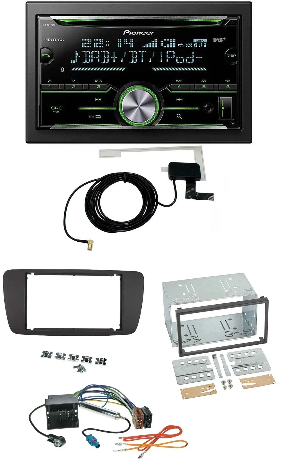 Pioneer CD USB MP3 Bluetooth 2DIN DAB Autoradio für Seat Ibiza ab 08 azabachesch