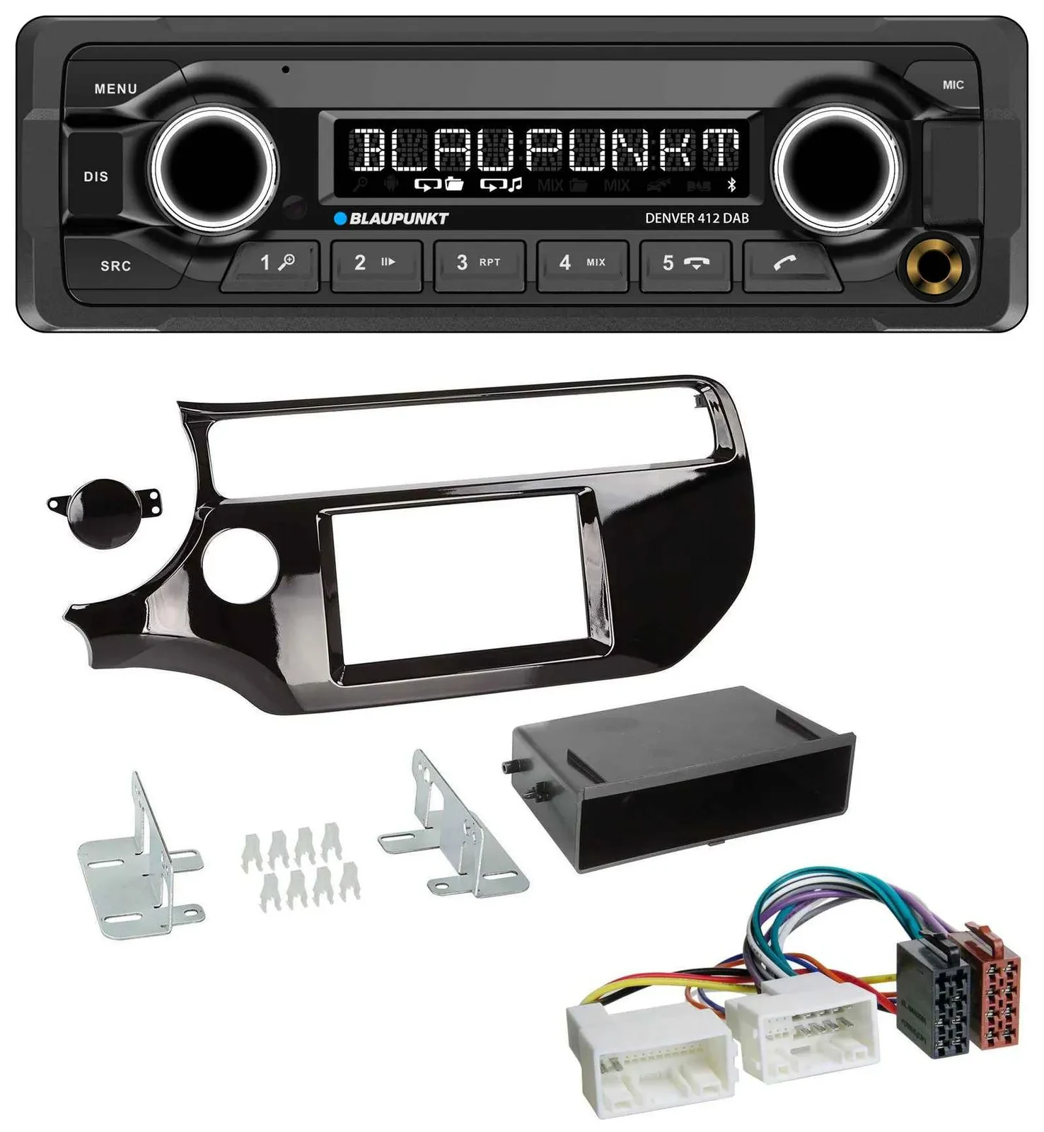 Автомагнитола Blaupunkt Bluetooth DAB MP3 USB для Kia Rio UB (с 2015) черный глянец