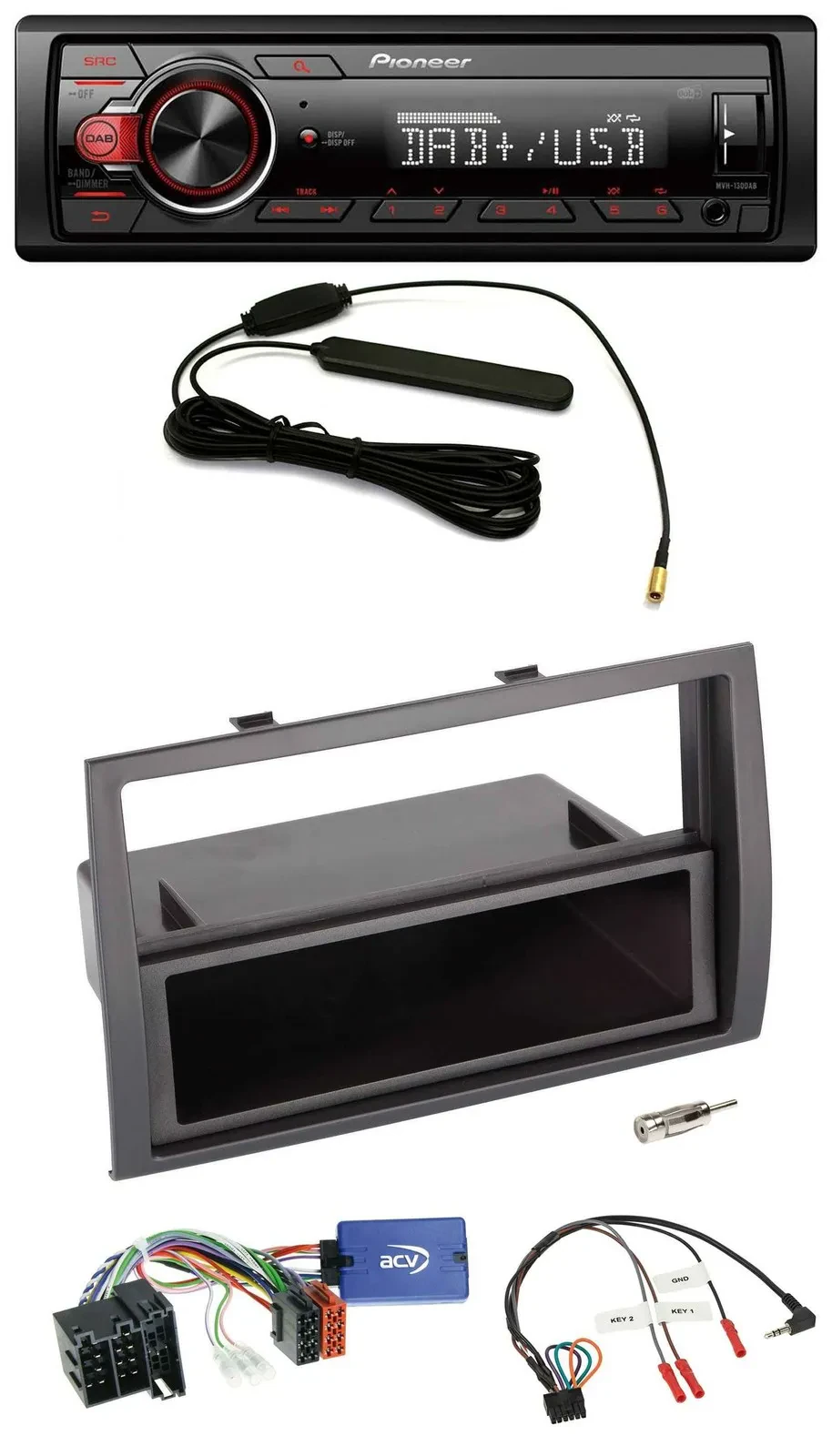 Автомагнитола Pioneer 1-DIN DAB, USB, MP3 для Fiat Ducato 2008–2011, черная