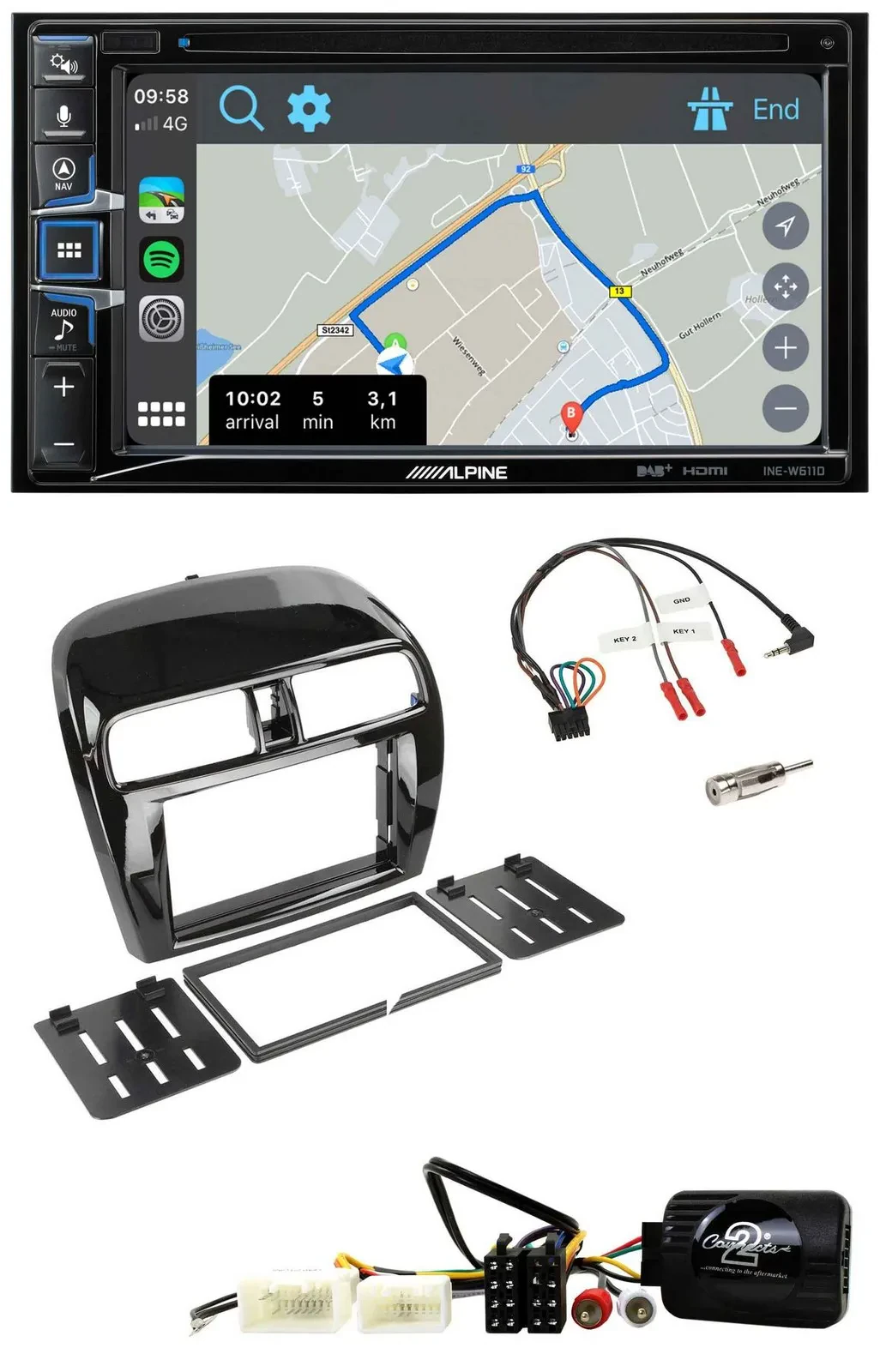 Alpine DAB TMC Bluetooth 2DIN USB Lenkrad Navigation für Mitsubishi Mirage Space