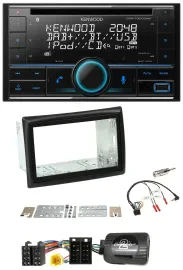 Автомагнитола для Renault Megane II Kenwood 2-DIN, CD, DAB, USB, Bluetooth, поддержка управления на руле