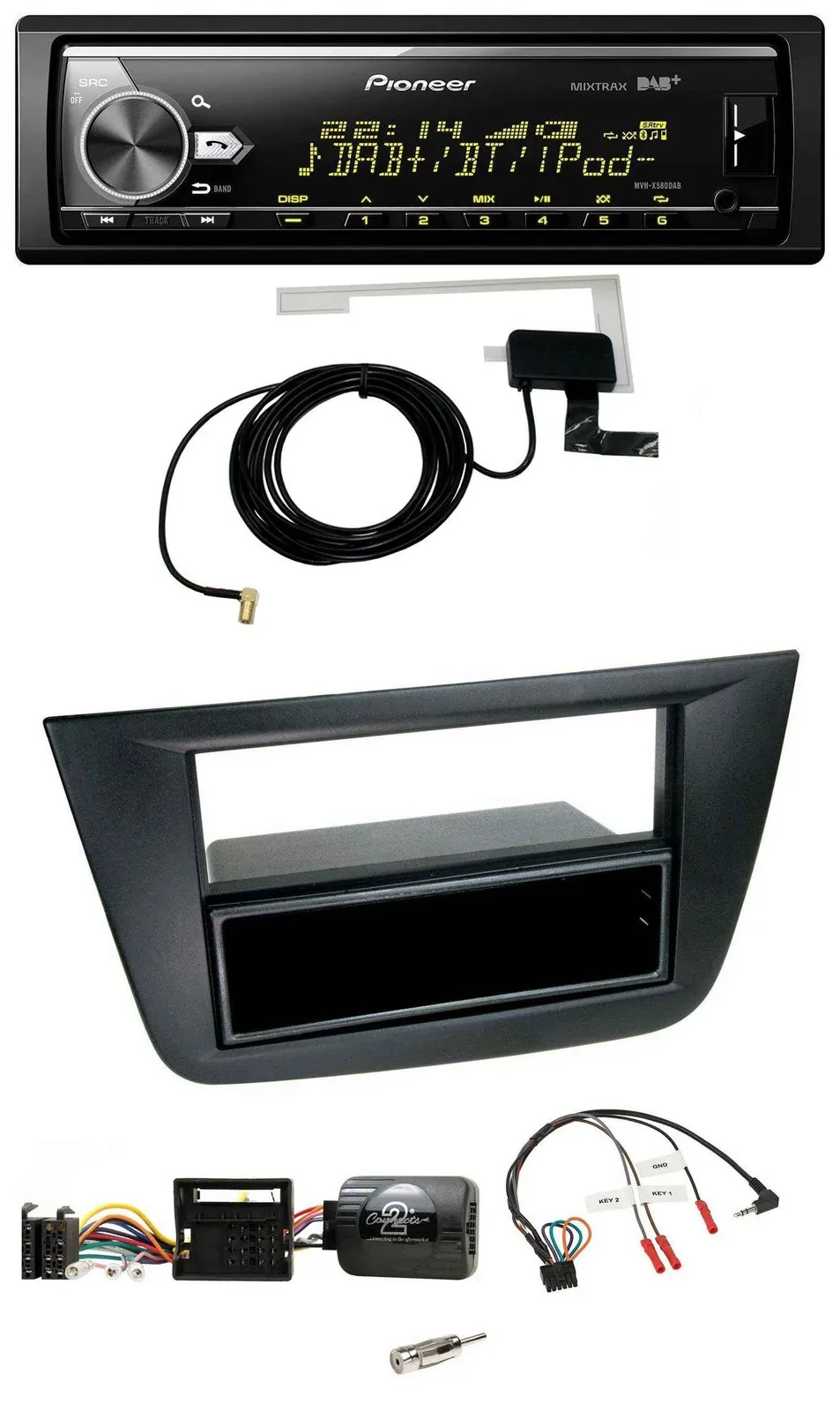 Автомагнитола Pioneer Bluetooth DAB USB для Seat Altea/Toledo 2004–2009, чёрная