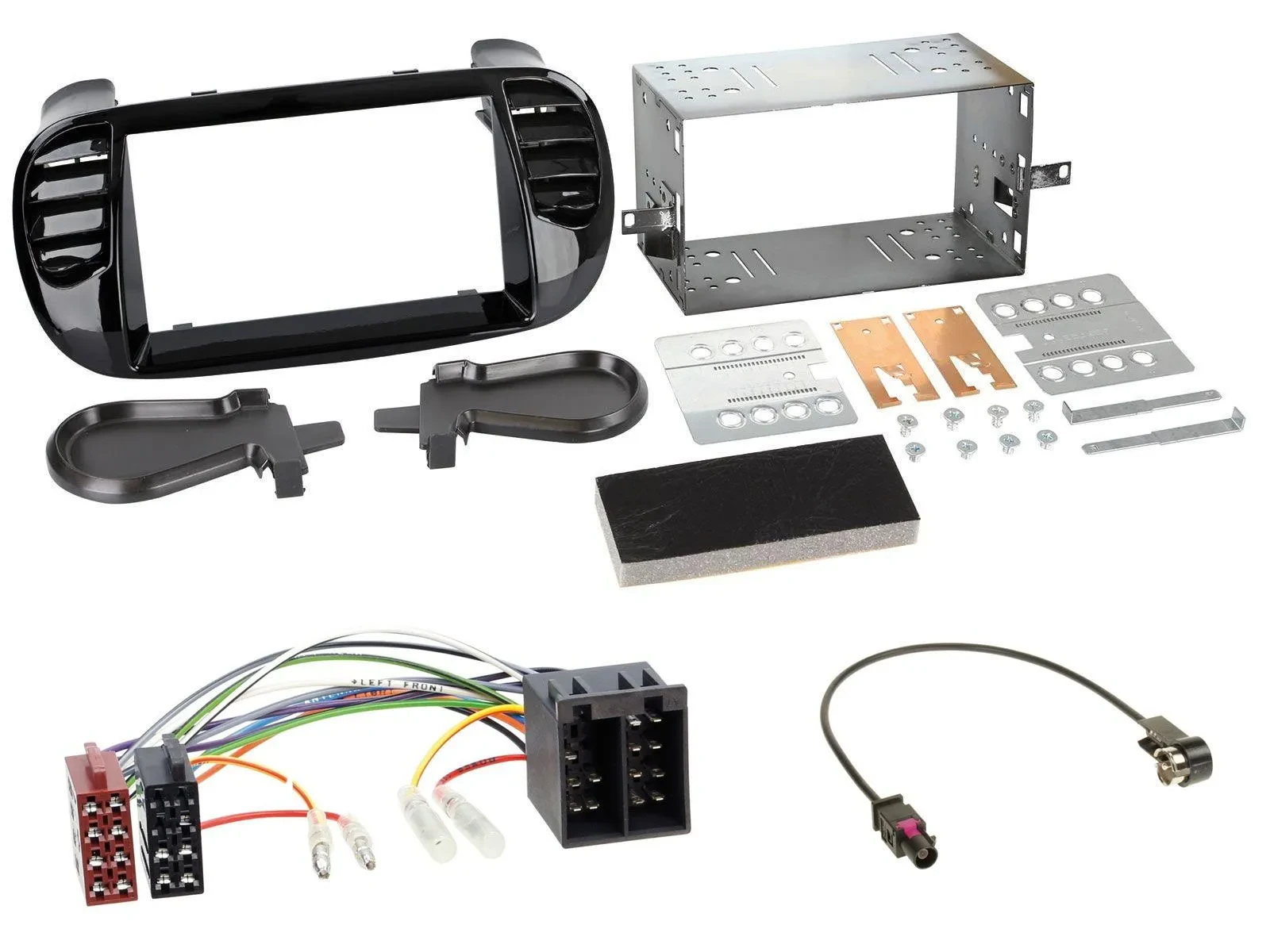 Einbauset Doppel DIN Autoradio für Fiat 500 ab 12 ISO schwarz