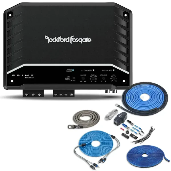 Rockford Fosgate R2-750X1 750W RMS Monoblock Amplifier + Amp Kit