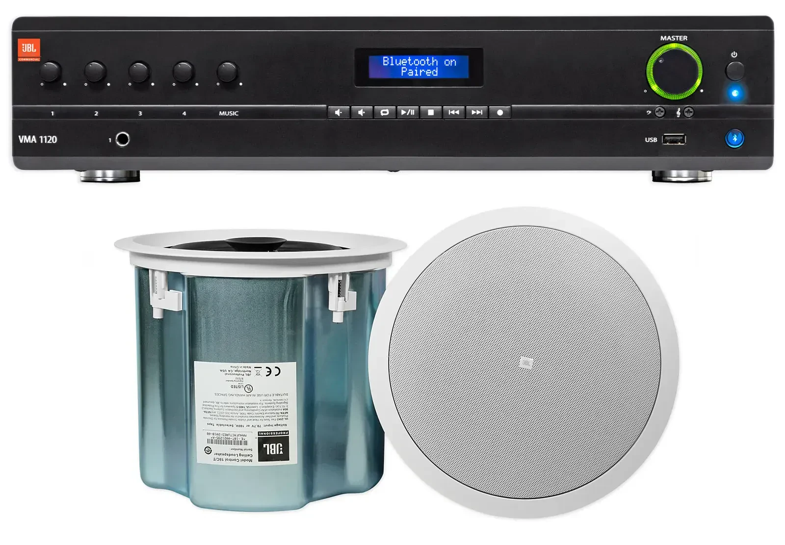 Потолочная акустика JBL Control 18C/T White с усилителем (пара)