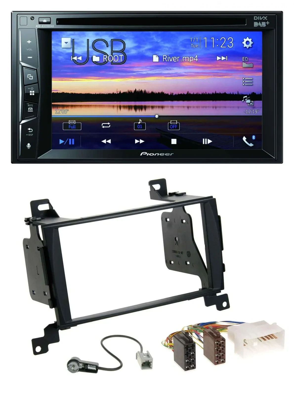 Автомагнитола для Hyundai Santa Fe (2007–2012) Pioneer 2DIN, Bluetooth, USB, DVD, DAB, MP3