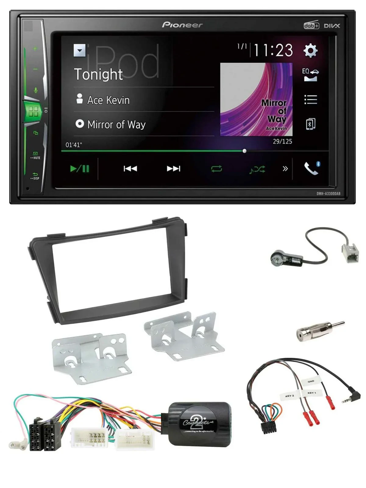 Автомагнитола Pioneer 2DIN, DAB, USB, Bluetooth, для Hyundai i40 (VF), черный