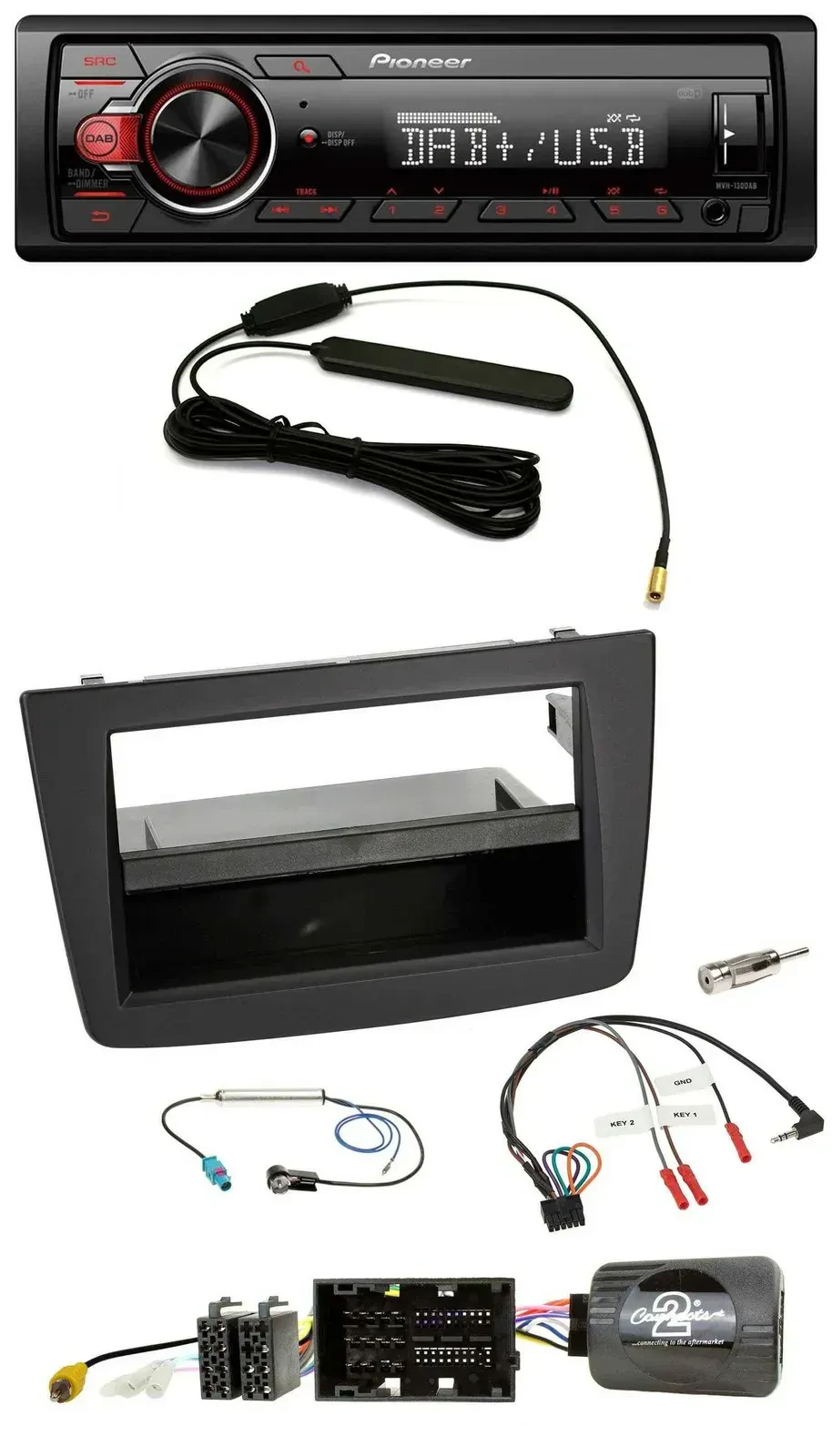 Автомагнитола для Alfa Romeo MiTo (955) 2014–2018 Pioneer 1DIN, MP3, DAB, USB, черный