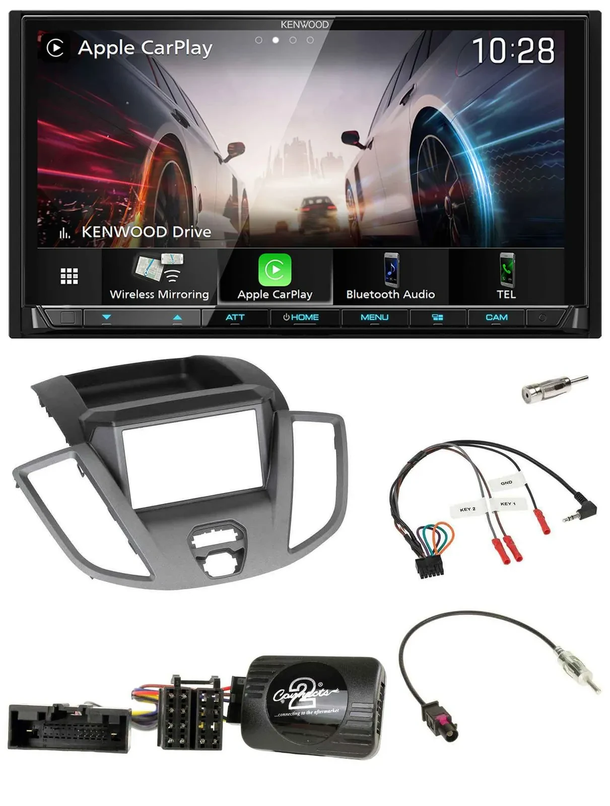 Kenwood Lenkrad 2DIN USB DAB Bluetooth Autoradio für Ford Transit V363 2014-2018